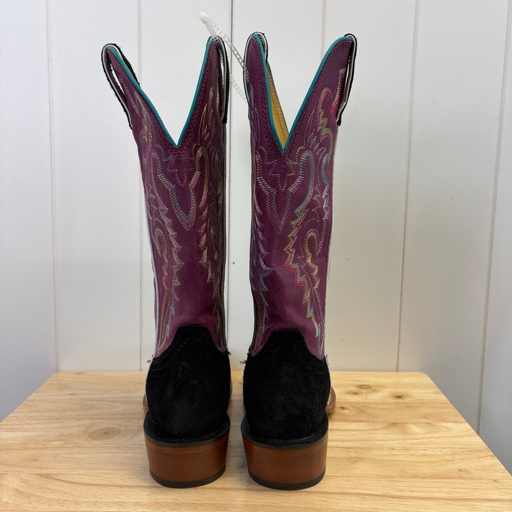 Justin Western Rodeo Suede Cowboy Boots Womens Size 7.5 Boho Cowgirl Embroidered - Picture 4 of 8